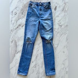 garage medium wash, high waisted skinny jean: size 01